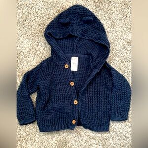 Carters Teddy Bear Knit Cardigan | 0-3 Months | Navy Blue